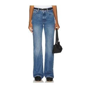 Mother The Chomp Heel Chew Jean Blue Mid Rise Flare Frayed Hem Raw Edge Denim 27